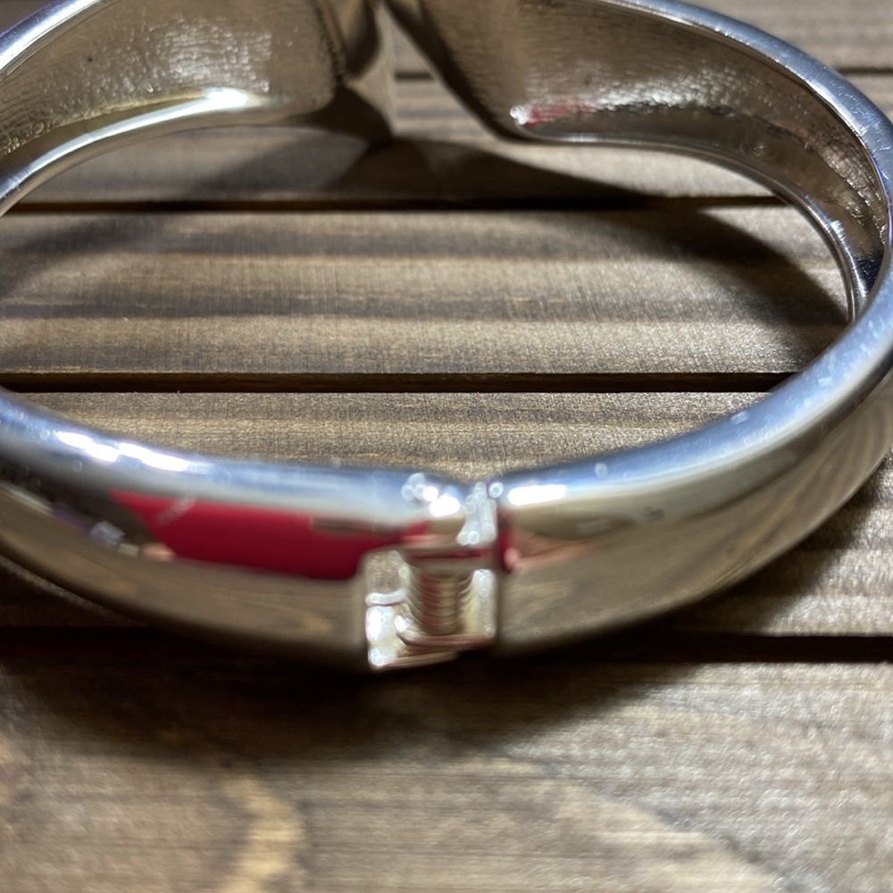 Vintage Robert Lee Morris Film Soho Silver Sculptural Hinged Bangle Bracelet - Picture 7 of 16